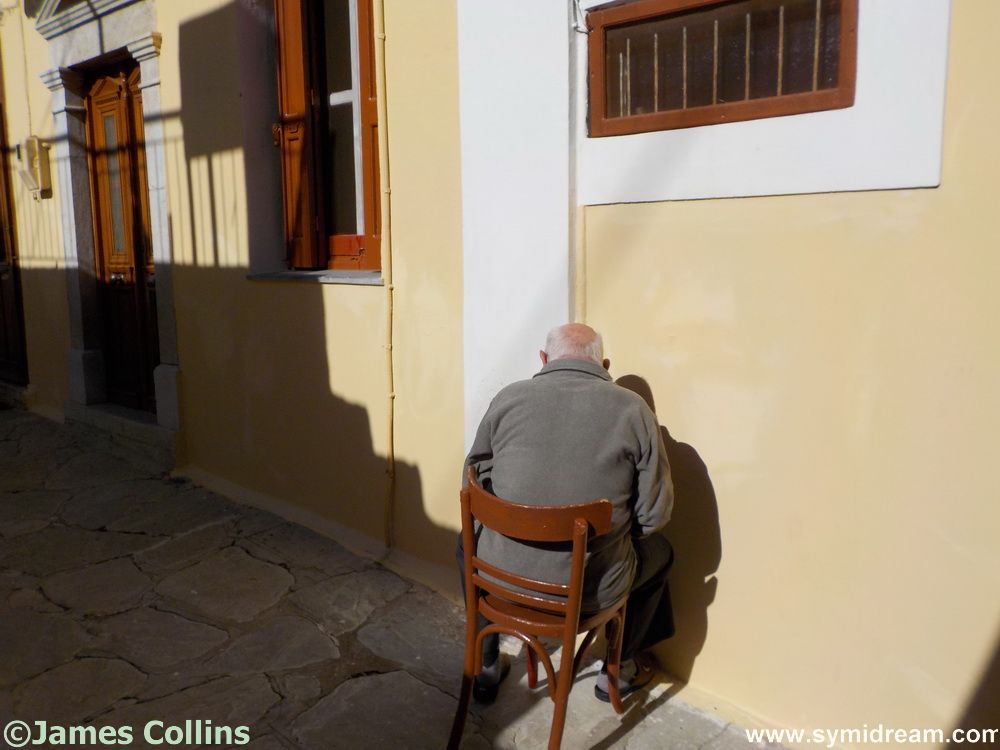 Symi winter sunbathing