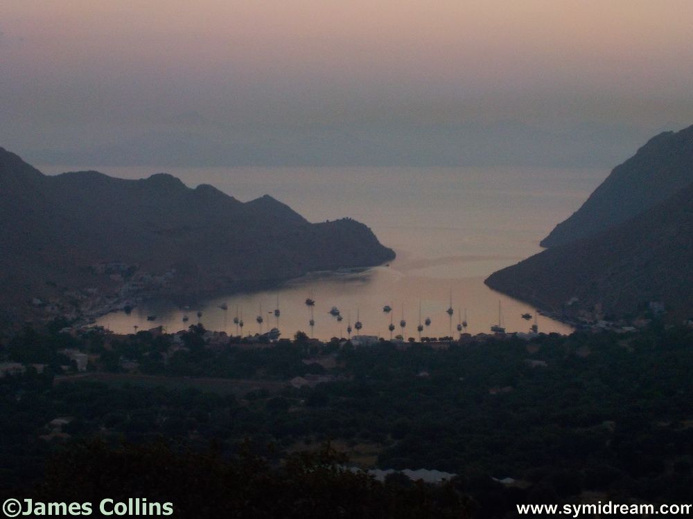 Symi harbour at night