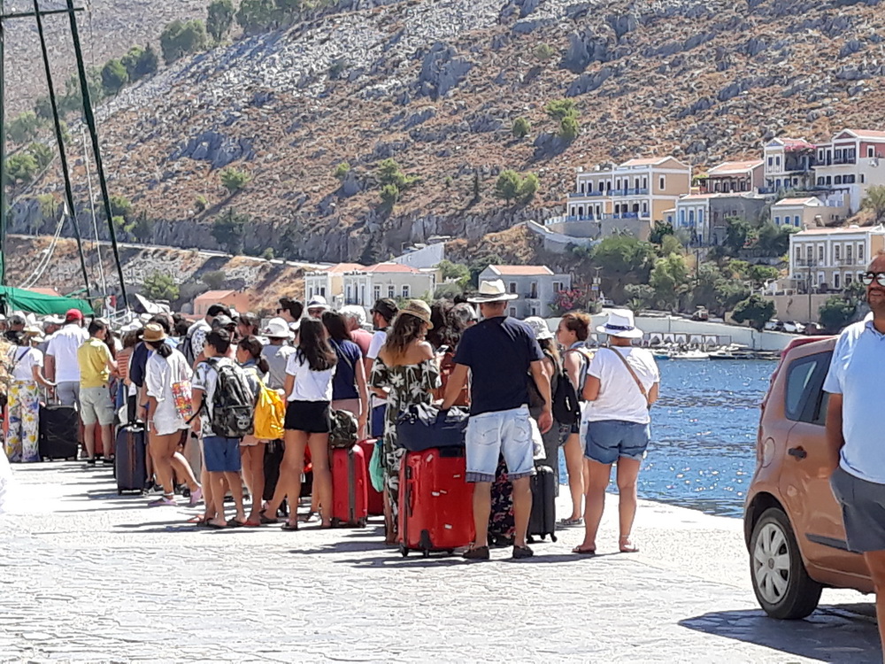Visitors from Turkey waiting to go through customs