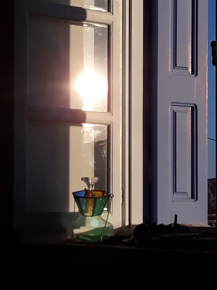 Morning sunlight in the living room window