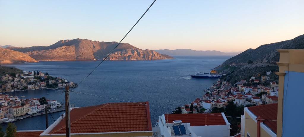 Off on the boat to Rhodes. This morning's view.