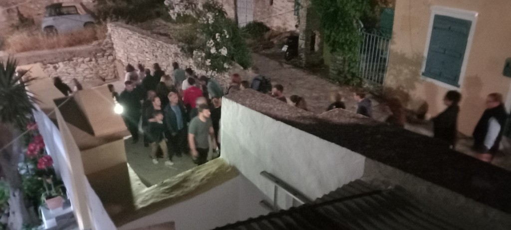 Bier procession passing the house Friday night.